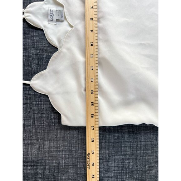 J Crew Womens 4 Scallop Crepe Cami Lined Tank Top Ivory White Adjustable Straps - Picture 9 of 12